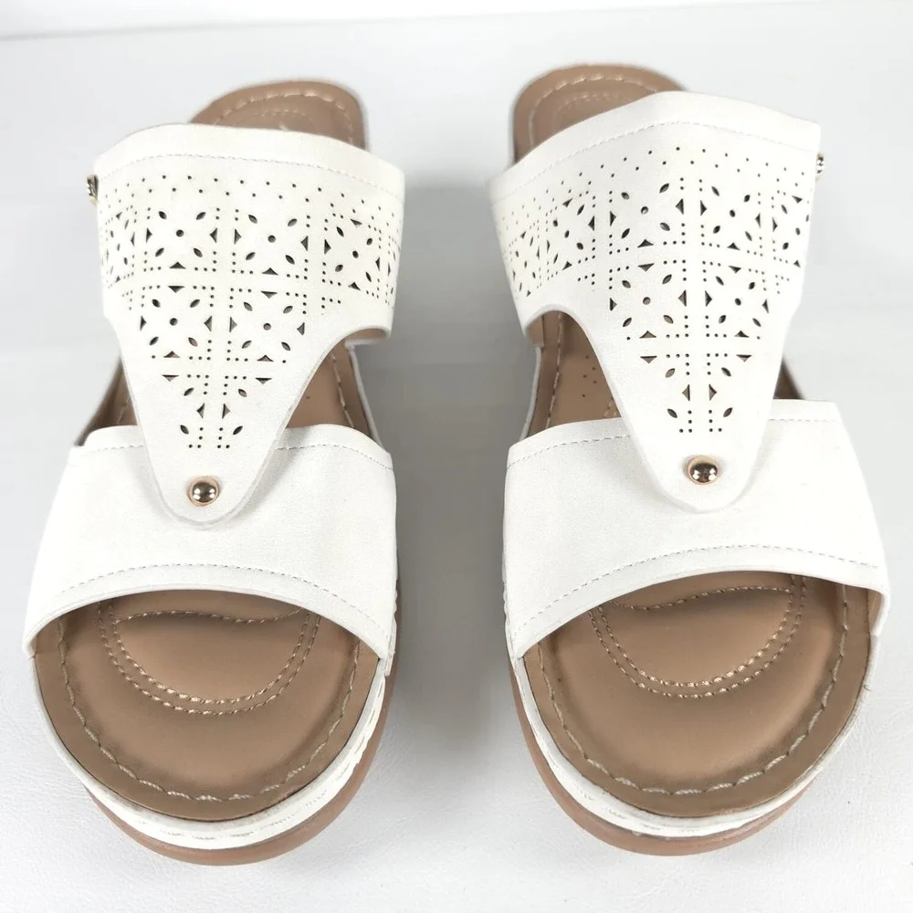 SHIBEVER NWOT Low Comfortable Wedge Sandal Open‎ Toe Slip On Size 42 US 11